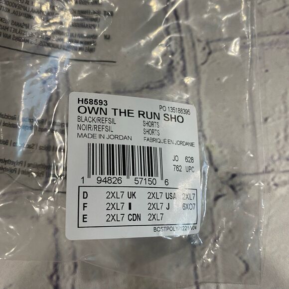 Adidas Shorts Men's Size 2XL Color Black White 3-Stripes Own the Run Lined - Picture 12 of 12